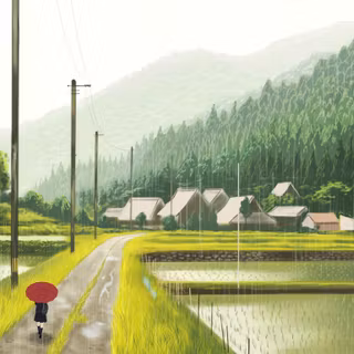 Anime trees and rainy day wallpaper