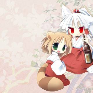 Fox girl white hair anime wallpaper