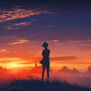 Sad anime landscape wallpaper