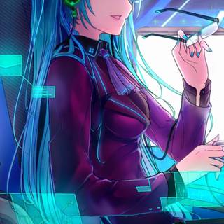 Blue hair anime girl wallpaper