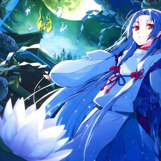 Blue hair anime girl wallpaper