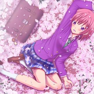 Anime girl spring wallpaper