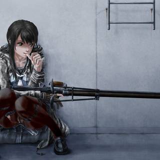 1920x1080 anime girl camouflage wallpaper