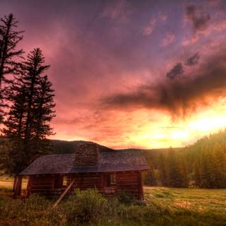 Cabin sunset wallpaper