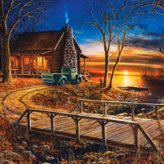 Cabin sunset wallpaper