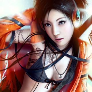 Beautiful anime girl 3D wallpaper