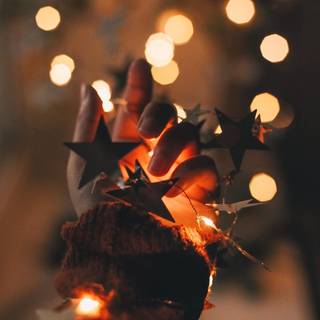 String lights barn wallpaper