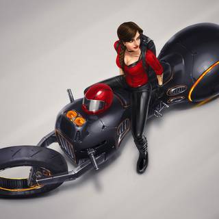 Cyberpunk motorcycle biker girl sci-fi wallpaper