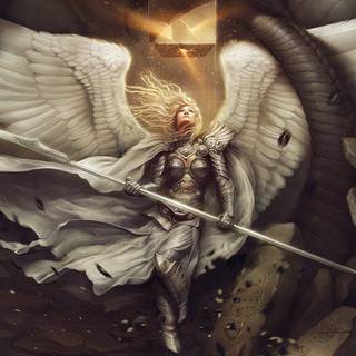 Angel warrior wings fantasy 4k wallpaper