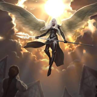 Angel warrior wings fantasy 4k wallpaper