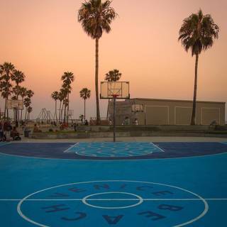 Basketball on beach wallpaper