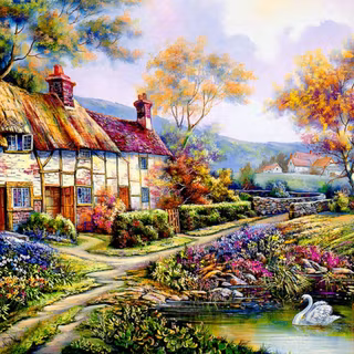 Spring cottage wallpaper