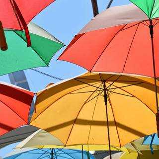 Rainbow beach umbrella wallpaper