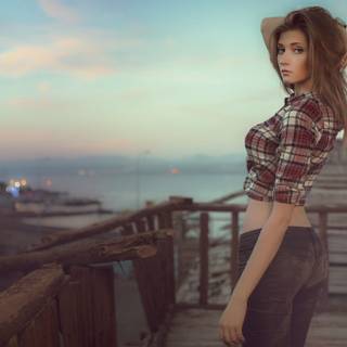 Women in jeans wallpaper