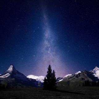 Galaxy Stars over mountain wallpaper