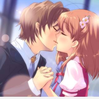 Anime girl kiss wallpaper