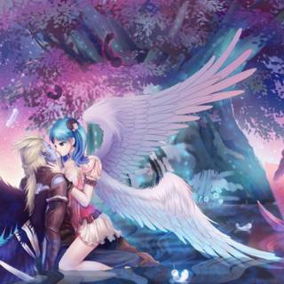 Anime fall lovers wallpaper