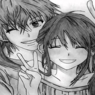 Drawing anime boy and girl wallpaper