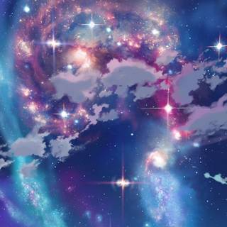 Blue anime galaxy wallpaper