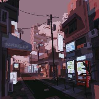 Aesthetic pixel art wallpaper