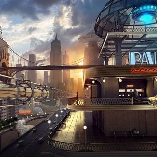 Retro futurism wallpaper