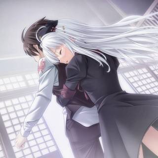 Anime couple sad hug wallpaper