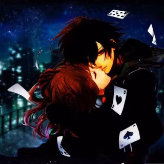 Anime couple sad hug wallpaper