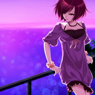 Anime girl short hair wallpaper
