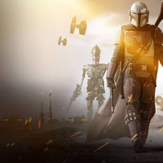 Manalorian minimalist 4k wallpaper