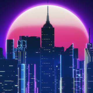Retro anime city wallpaper