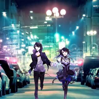 Retro anime city wallpaper