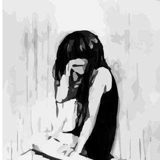 Anime broken heart girl painting wallpaper