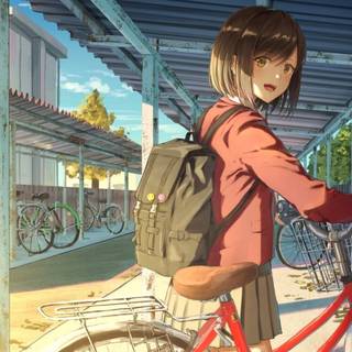 Anime girls with school bag wallpaper