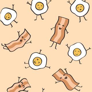 Cute eggs and bacon wallpaper