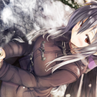 Cute anime girls drinking coffee wallpaper