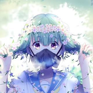 Anime girl with mask wallpaper