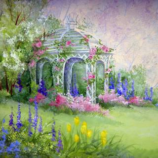 Spring garden painting wallpaper