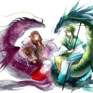 Cute anime dragon girl wallpaper