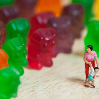 Rainbow ice cream with gummy bears wallpaper
