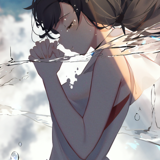 Aesthetic gray anime girl laptop wallpaper