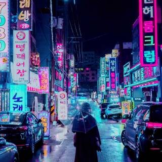 Anime neon city wallpaper