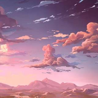 Pink anime clouds wallpaper