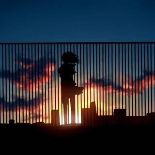 Aesthetic anime sunset wallpaper