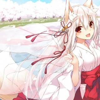 Anime fox spirit girl wallpaper
