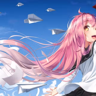 Pink anime clouds wallpaper