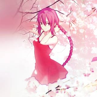Anime girl art pink wallpaper