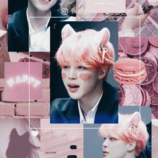 Jimin aesthetic pink wallpaper