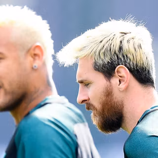 Neymar and Messi white hair Barcelona wallpaper