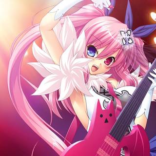 Girl carring guitar anime portrait wallpaper