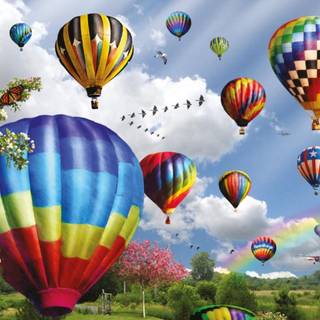 Hot air balloon PC desktop wallpaper